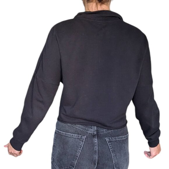 Garage Black Cropped Quarter Zip with Cuffed Sleeves Women Size Medium - Picture 3 of 8
